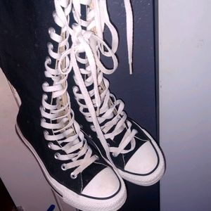 Black Knee High Converse Shoes
